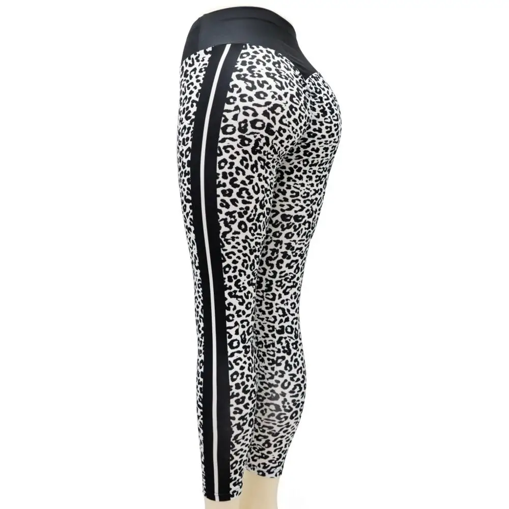 White Leopard CHRLEISURE, женские сексуальные леопардовые леггинсы, пуш-ап, высокая талия, легинсы для женщин, в полоску по бокам, полиэстер, леггинсы, штаны для женщин - Цвет: White Leopard