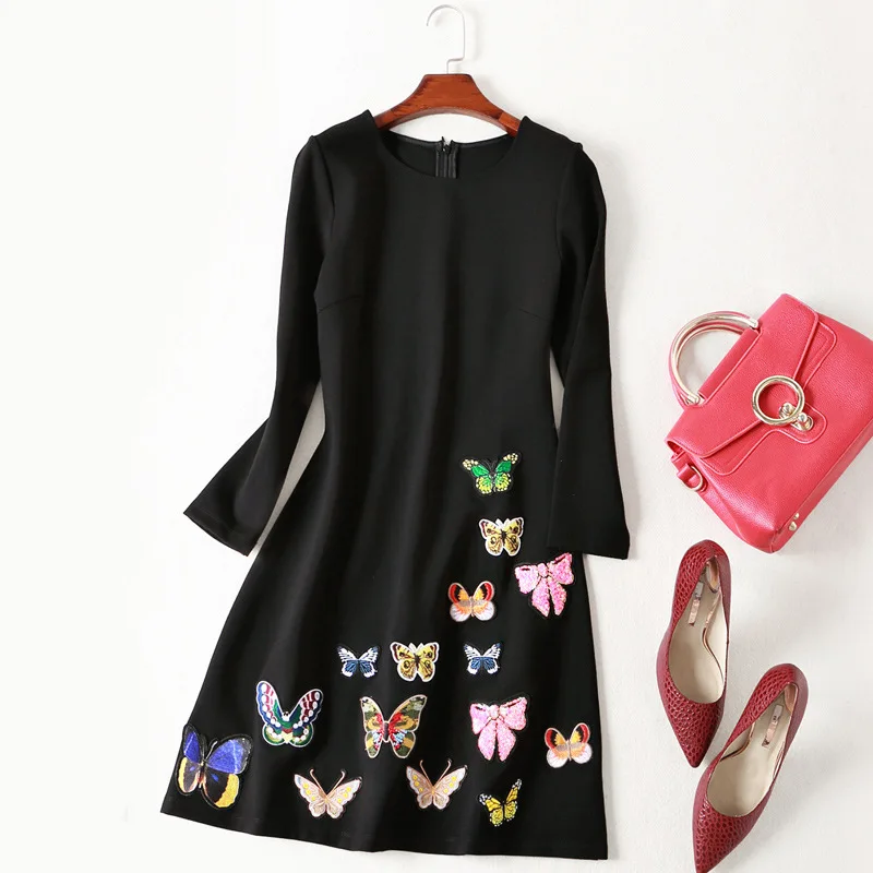 Embroidery winter dress 2017 new high quality spring Clothing Elegant O-Neck Retro party Dress S XL Casual fashion Women dresses | Женская