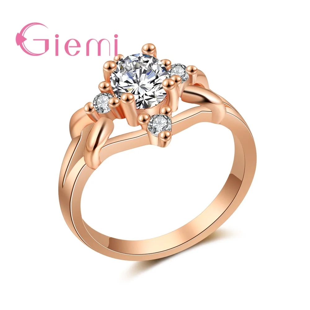 

Wholesale Amazing Price Wedding Gift New Arrival Fashion Band Rose Gold Cubic Zirconia Ring For Women Banquet Jewelry