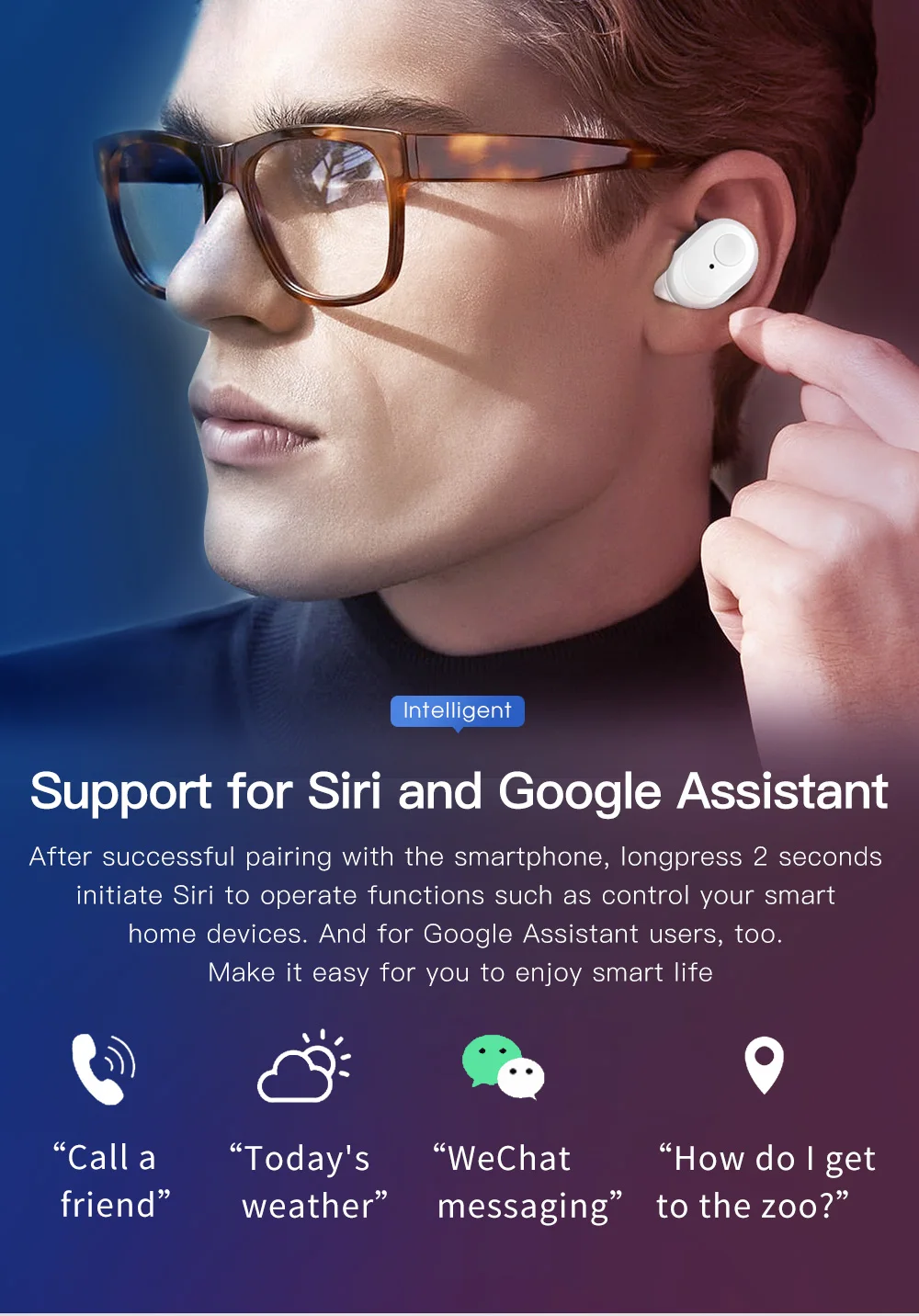 Беспроводная мини-гарнитура A7 TWS Bluetooth V5.0 бинауральная стереогарнитура с