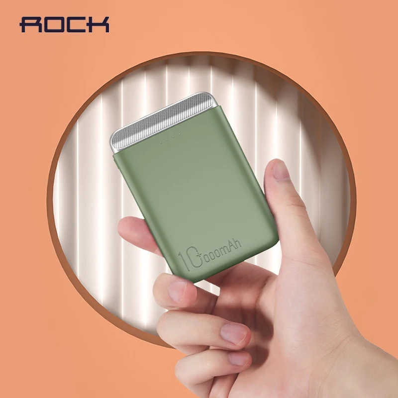 ROCK 10000 mAh Мини банк питания для Xiaomi портативное зарядное устройство 10000 mAh банк питания быстрая зарядка двойной USB внешний аккумулятор зарядное устройство