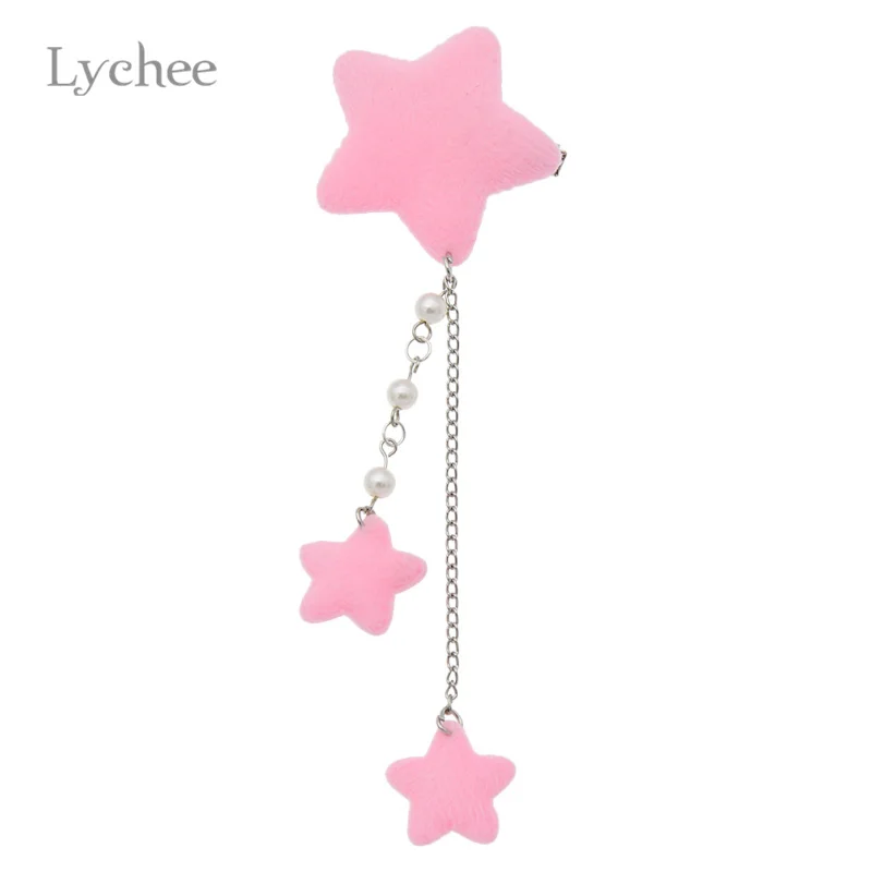 Lychee японский стиль симпатичный разноцветный Лолита звезда кисточкой заколки для волос головные уборы аксессуары для женщин Девушка - Окраска металла: Pink