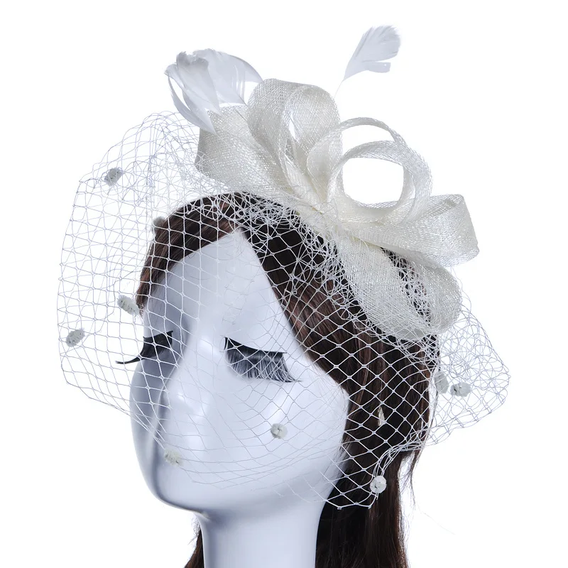 JaneVini элегантные черные свадебные шапки и Fascinators для женские вечерние свадебные сетчатый головной убор с вуалью перо свадебные аксессуары для невест