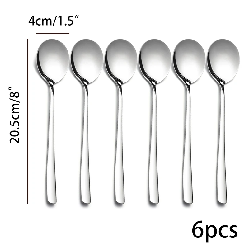 4pcs 8'' Korean Fork and Spoon set Creative 304 Stainless Steel Tableware Coffee Dessert Cake Tea Ice Cream Fork Spoons Xma Gift