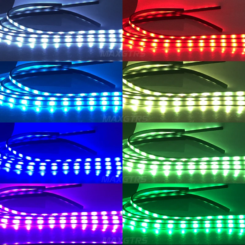 4 шт. автомобильный музыкальный контроль RGB ленточный светильник комплект Гибкая атмосферная лампа для ног автомобильный бампер задний нижний светильник с ИК-пультом дистанционного использования