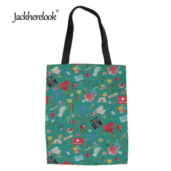 HM5108Z22 Jackherelook Love to Care, медицинские черные сумки для покупок для женщин, большая вместительность, многоразовые женские Экологичные сумки, женские сумки-тоут - Цвет: HM5108Z22