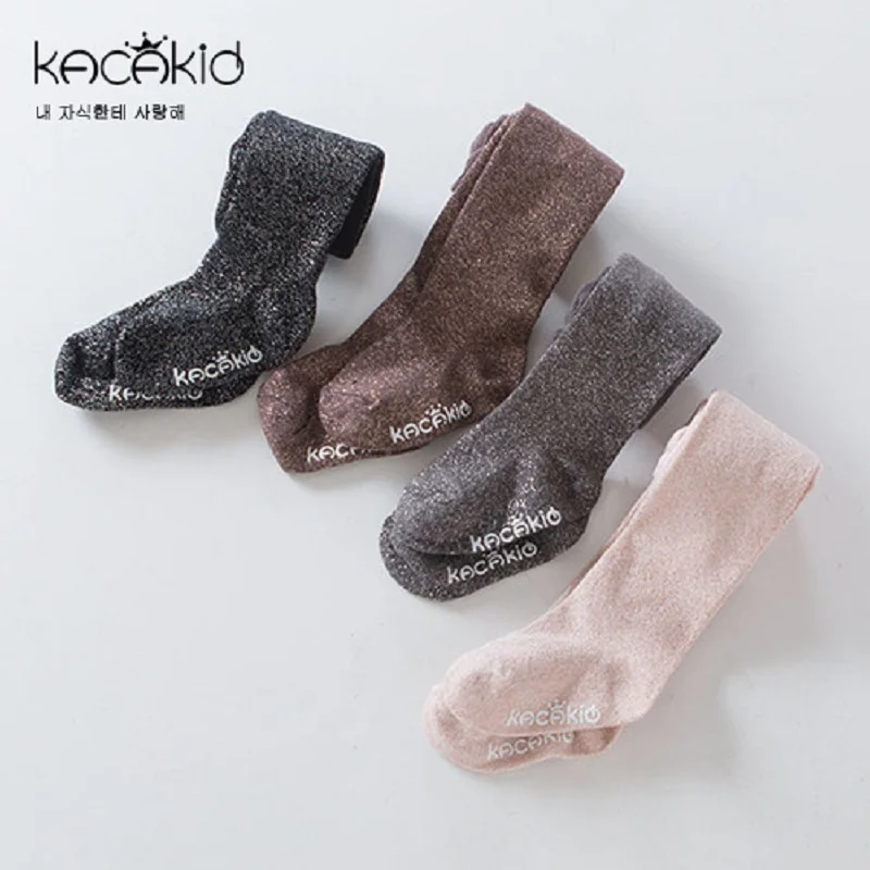 Kacakid/весенние новые хлопковые колготки для маленьких девочек; Детские блестящие колготки; чулки; нижнее белье