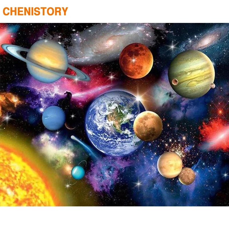CHENISTORY Космос земли Сделай Сам краска по номерам Современная Настенная художественная картина Раскраска по номерам уникальная краска для подарков по номерам для дома