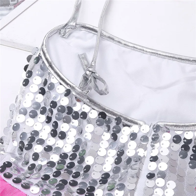 Женское платье-пачка FEESHOW розовое Сетчатое платье с блестками и заколкой для