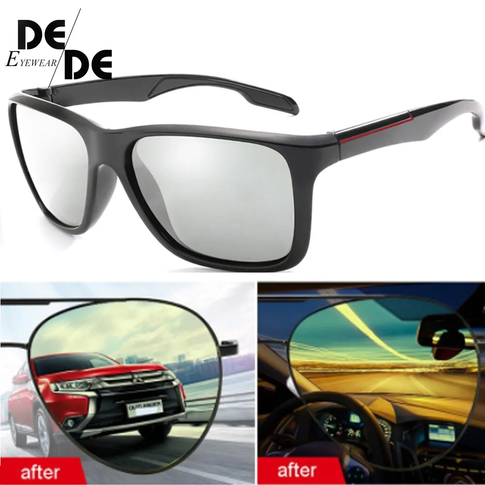 

New Photochromic Polarized Sunglasses Men Car Driving Goggles Chameleon Sunglass Male Discoloration Glasses B1037