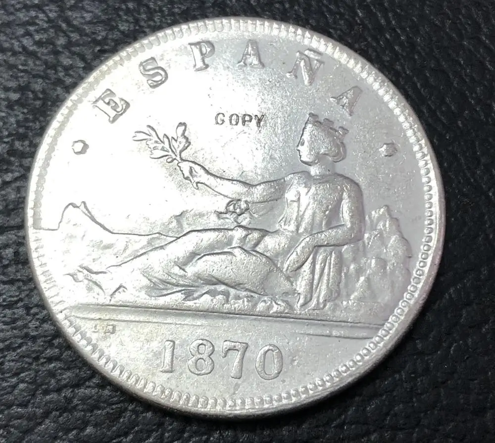 1870 Испания 5 песет Посеребренная копия монеты|coin figure|spain europespain flag |