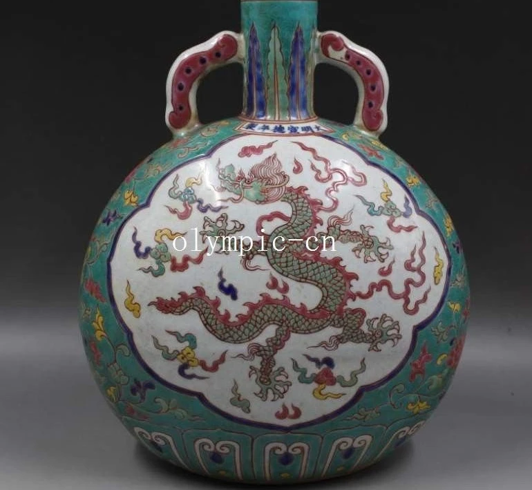 

12'' chinese wucai porcelain hand drawing dragon design home decor jar vase