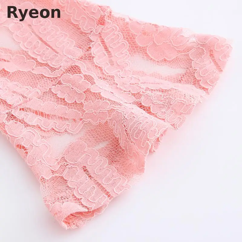 Ryeon L 5xl Плюс Размер Повседневная Кружева Женщин Dress Оборками Выше Колена мини Flare