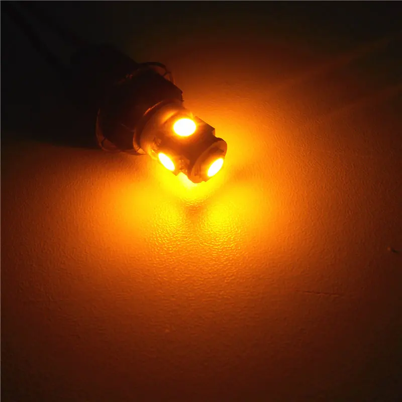 12 В светодиодная CAN шина декодирует желтый цвет автомобильная лампа T10(5*5050 SMD) W5W