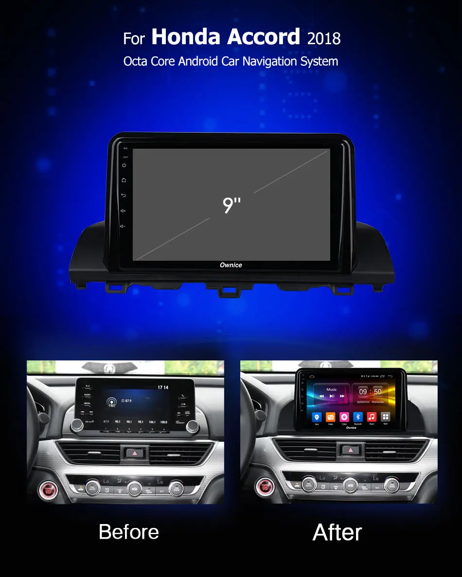 Ownice C500 + G10 9 &quotips 2.5D экран Android 8 1 core автомобильный DVD gps для Honda Accord 2018 Поддержка