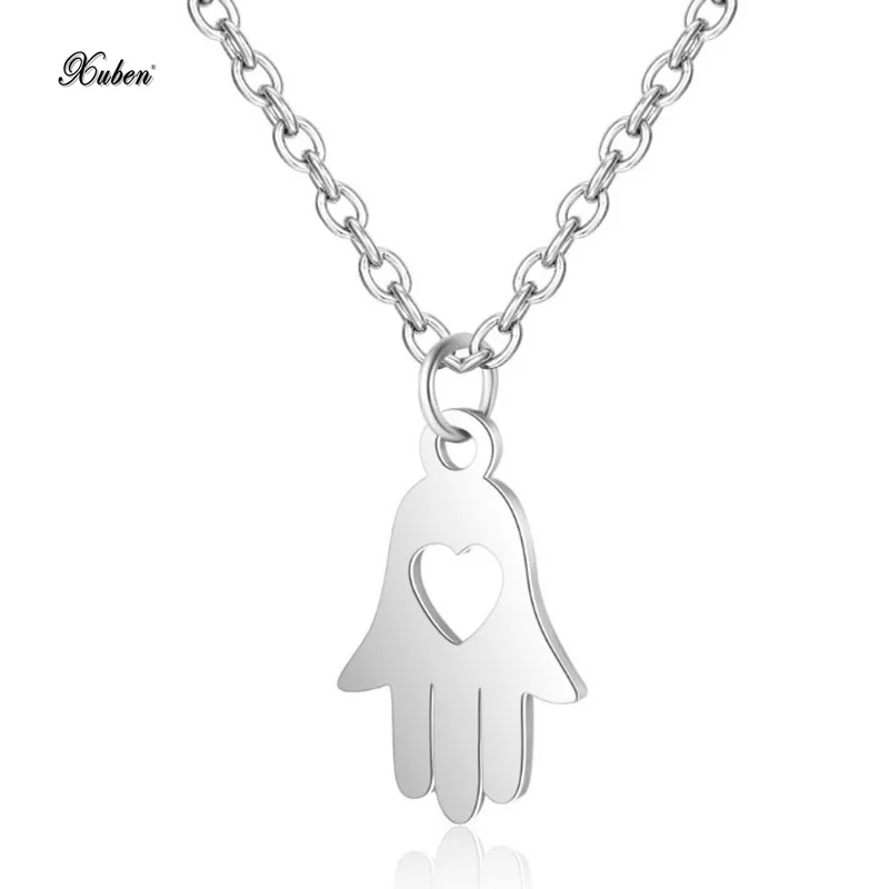 Stainless Steel Necklace For Women Lover's Gold And Silver Color Palm Heart Pendant Engagement Jewelry | Украшения и