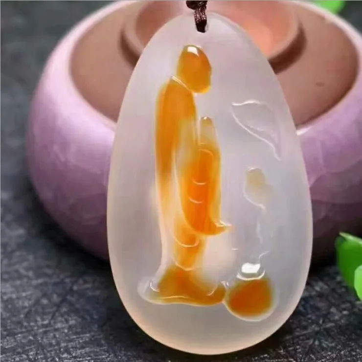 Natural style pendant chalcedony qiao color meditation Buddha Tie-in beads Men and women restoring ancient ways | Украшения и
