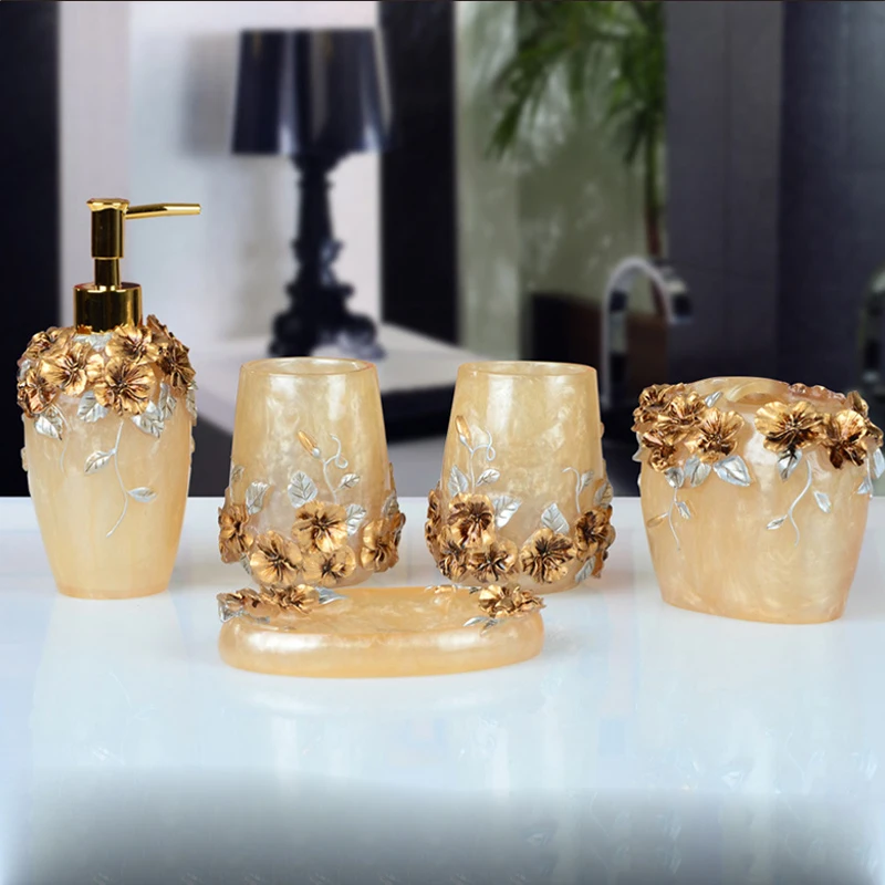 Wourmth ExquisiteScalpture Soap Holder Dishes Toothbrush Cup Liquid Dispenser Bathroom Accessories Set Craft Gift | Дом и сад