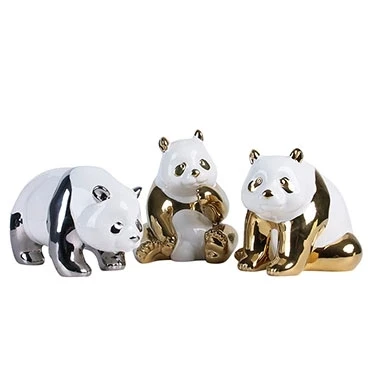 Китайский Позолоченные керамические Panda фигурка украшения творческие