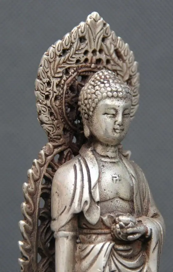 Miao Silver Carving Efficacy Kwan-yin Barefoot On The Holy Lotus Noble Statue | Дом и сад