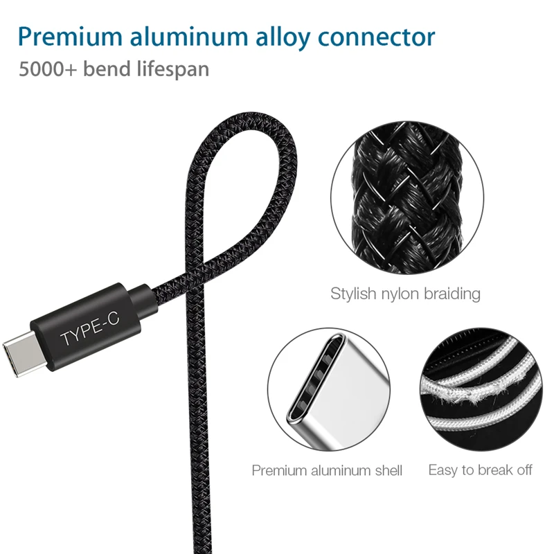 Кабель Cafele USB Type C 2 м поддержка QC 3 0 быстрая зарядка 200 см кабель для Samsung Galaxy S9