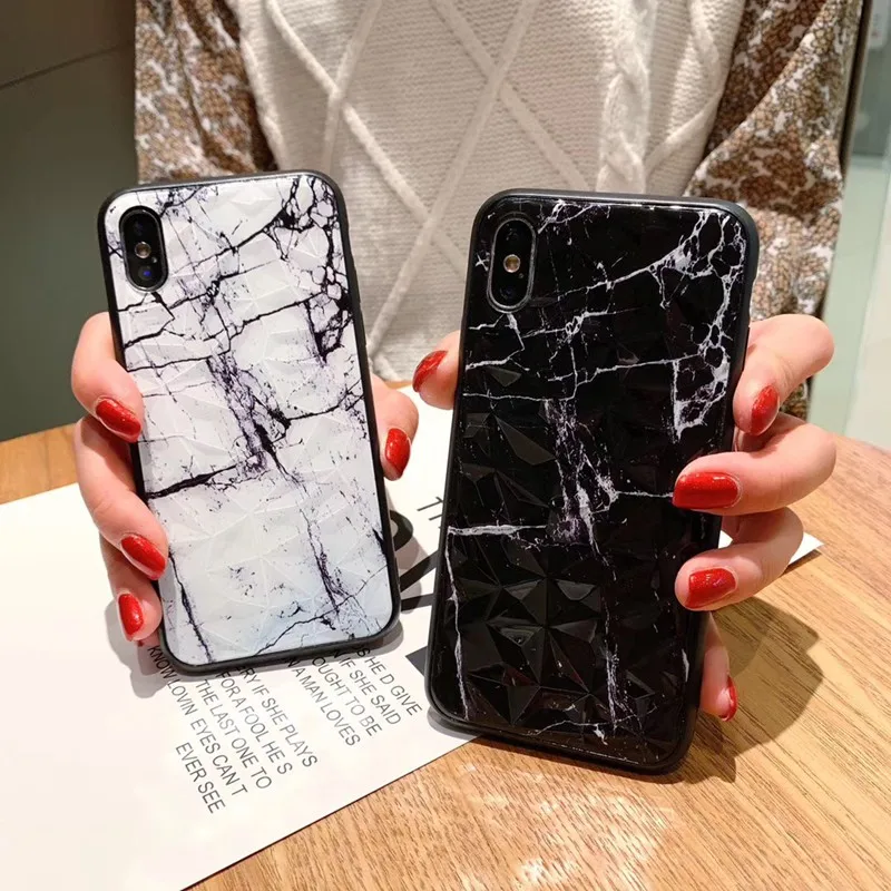 Vintage Marble Phone Case For iphone X XR XS MAX Soft Silicone Diamond Texture Back Cover 6 6S 7 8 Plus |