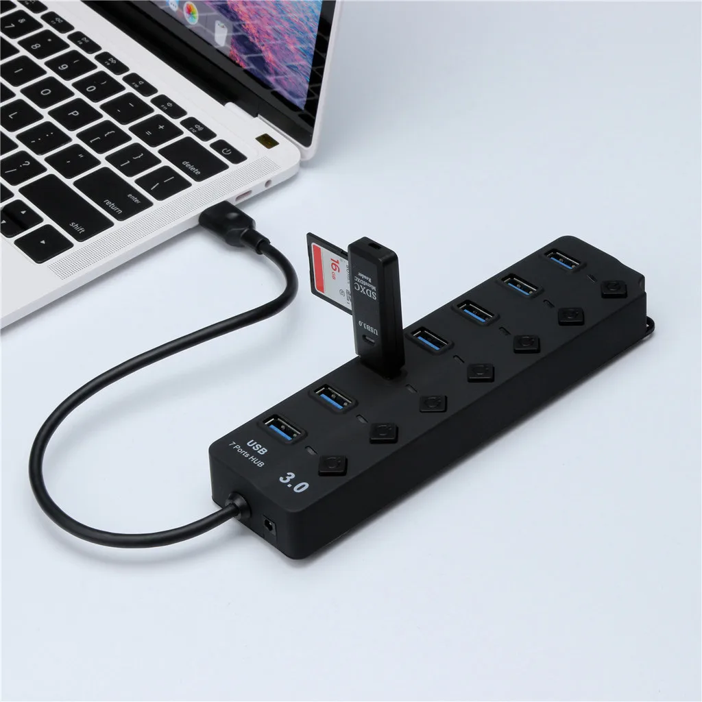 Концентратор 7 портов независимый ключ 3 0 концентратор USB разветвитель компьютер