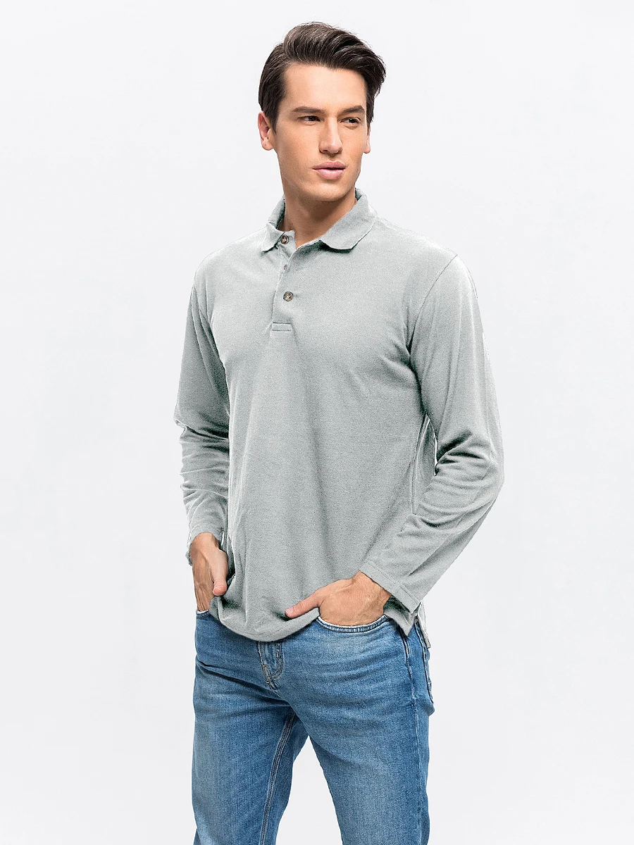 M-3XL Новая мода Для мужчин рубашки поло сплошной Цвет Slim Fit Polo с длинным рукавом