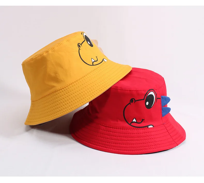 Dinosaur Baby Hat Cotton Double-sided Bucket Hat Baby Spring Autumn Cap Kids Hats Toddler Baby Accessories 1PC