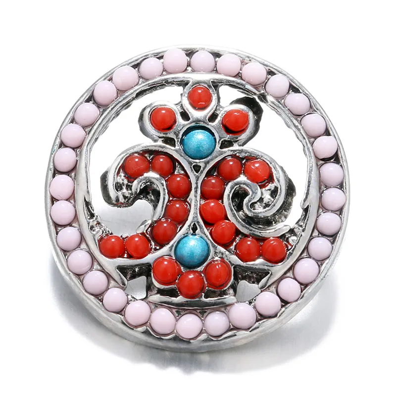

Fashion Beauty Round beads pattern 18MM snap buttons fit snap bracelet snap jewelry wholesale KZ2022
