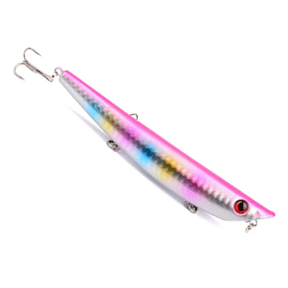5PCS Topwater Fishing Pencil curving Minnow Fish Bass lure hook baits 12cm/17g enlarge