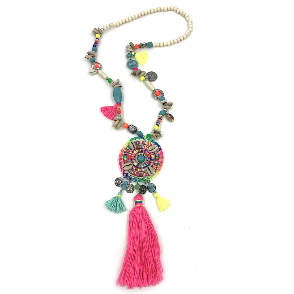 Женское Ожерелье с длинной бахромой разноцветное ожерелье ручной работы в