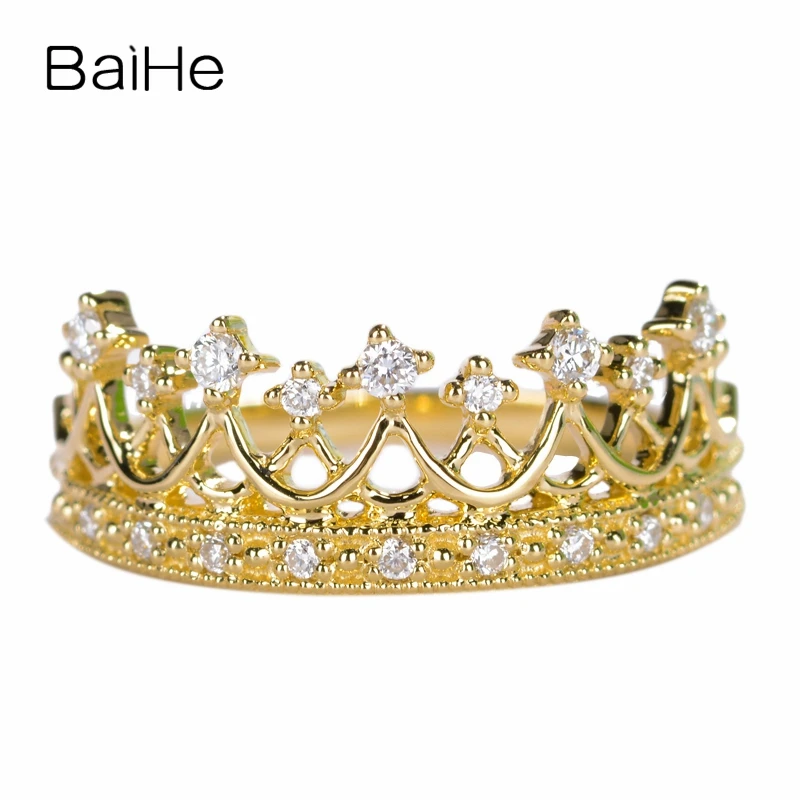 

Женское Обручальное Кольцо BAIHE, кольцо с натуральным бриллиантом, 14 к, желтое золото, 0.18ct, H/SI