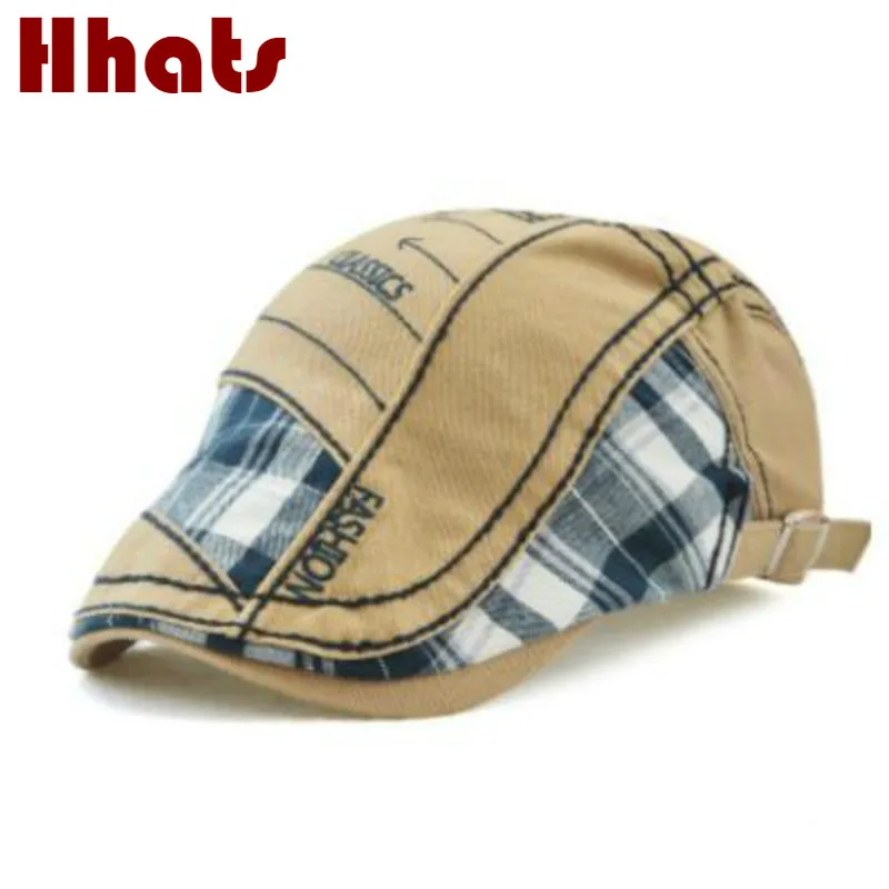

Summer Men Casual Plaid Beret Hat Grid Ivy Flat Cap Cabbie Newsboy Style Gatsby Hat Adjustable Cotton Boina Hat