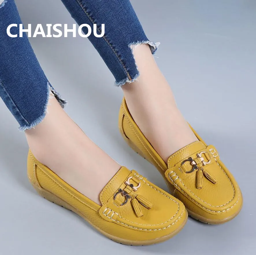 CHAISHOU 2019 новинка женские удобные кожаные туфли-лодочки большого размера на