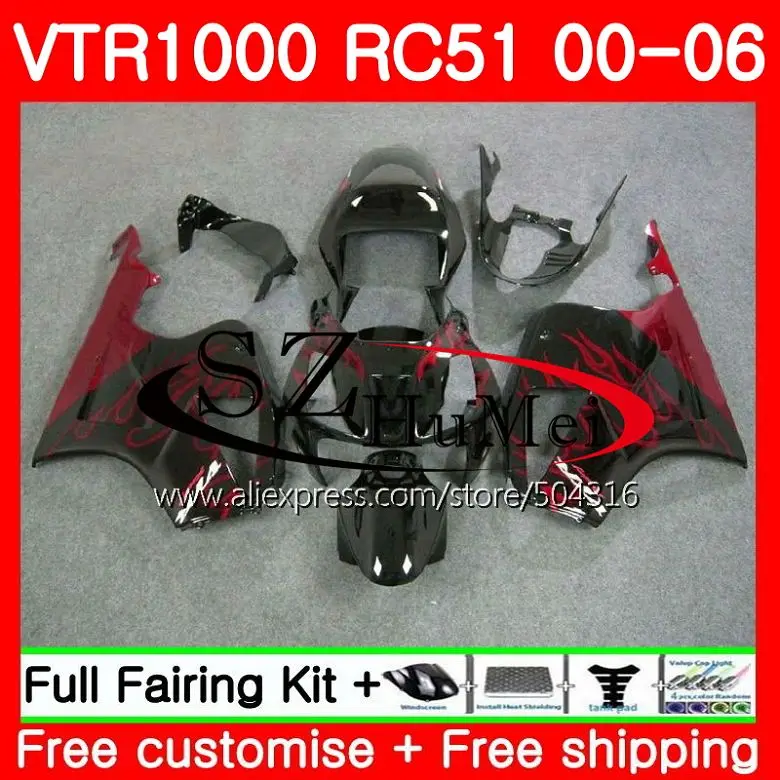 

Fairing For HONDA VTR1000 RC51 SP1 SP2 01 02 03 04 05 06 Red flames 44SH.11 RTV1000 VTR 1000 2000 2001 2002 2003 2004 2005 2006