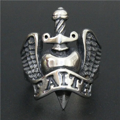 Персональный дизайн любовь сердце кольцо с мечом 316L нержавеющая сталь модные