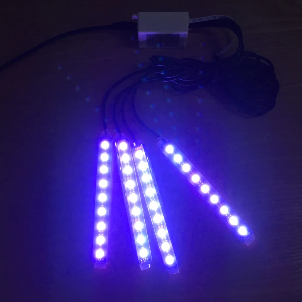 4 шт. RGB Авто Автомобильный атмосферный свет атмосферная лампа СИД DRL полоса света