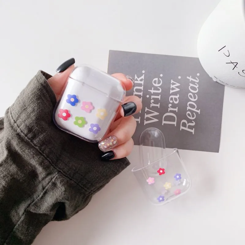 Цветочный чехол для Airpods мультфильм Прозрачный Футляр для AirPods гарнитура беспроводной Bluetooth Чехлы для Airpods Защитная крышка
