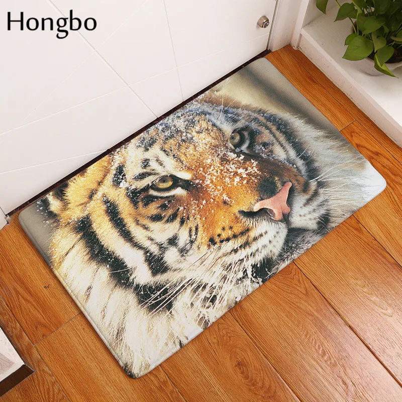 Hongbo напольный коврик для прихожей фланель Добро пожаловать коврик у входной двери Противоскользящий впитывающий влагу коврик тигр животные печатные