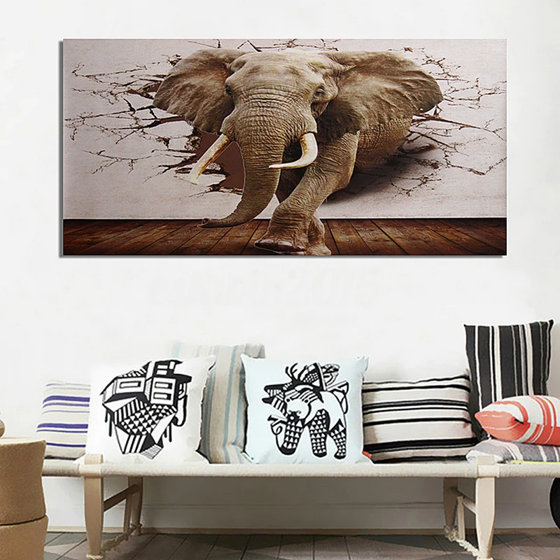 JX-LCLYL 3D Huge Silk Elephant Wall Sticker Mural Roll Modern Background Home Decor | Дом и сад