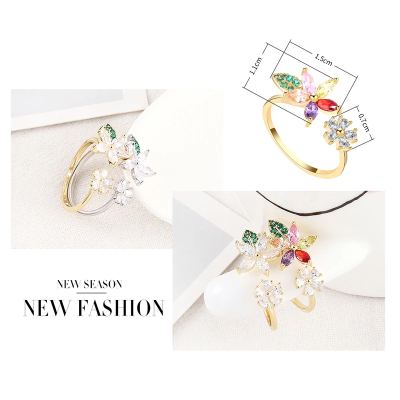 Женское кольцо BAFFIN разноцветное с цирконием свадебные украшения золотого цвета