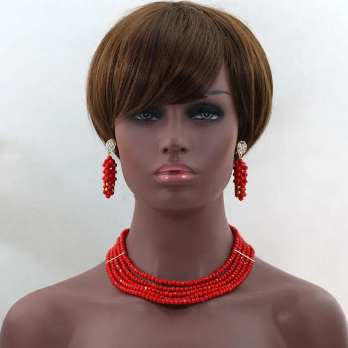 2019 Unique Style 2 Layers Hyacinth Beads Jewelry Set Hot Sale Nigerian Beaded Wedding Handmade Free Ship HN0604 | Украшения и