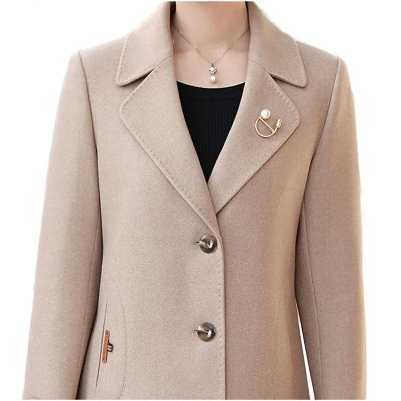 

High quality Woolen Coat Women Spring Autumn Loose Single-breasted Wool coats Women's Fashion Plus size Jacket Coats 4XL A294