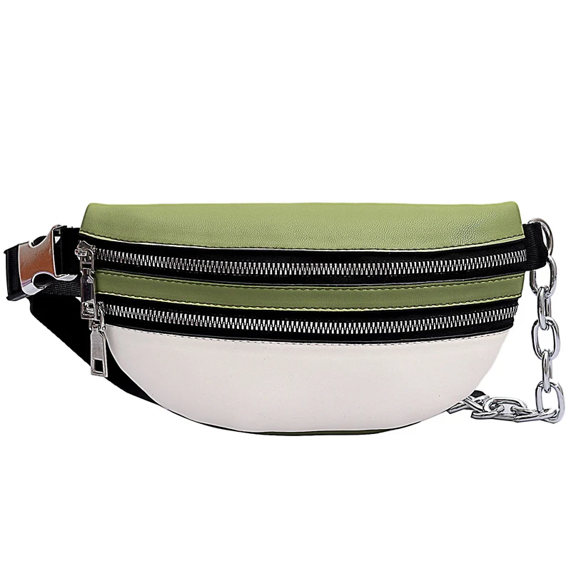 [BXX] Women's Single Shoulder Crossbody Bag All-match Flap Fashion Female Chest Package Wide Straps Chain Waist Bag HF745