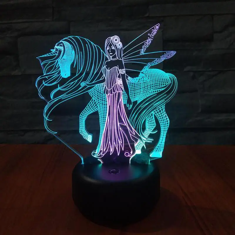 Красочный светодиодный 3d ночник Beauty And Horse креативный визуальный Рождественский