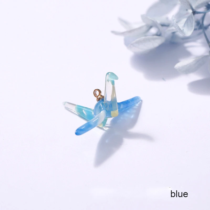 blue 2 шт./лот акрил тысяч бумажный журавль Подвески Ins Смола серьги кран браслет медальон «сделай сам» Аксессуары и украшения Ремесло YZ374 - Окраска металла: blue
