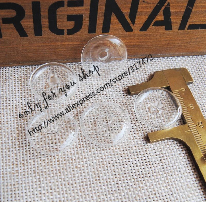 Плоское Круглое Стеклянное пузырьковое стекло 20 мм с подвеской и металлическим