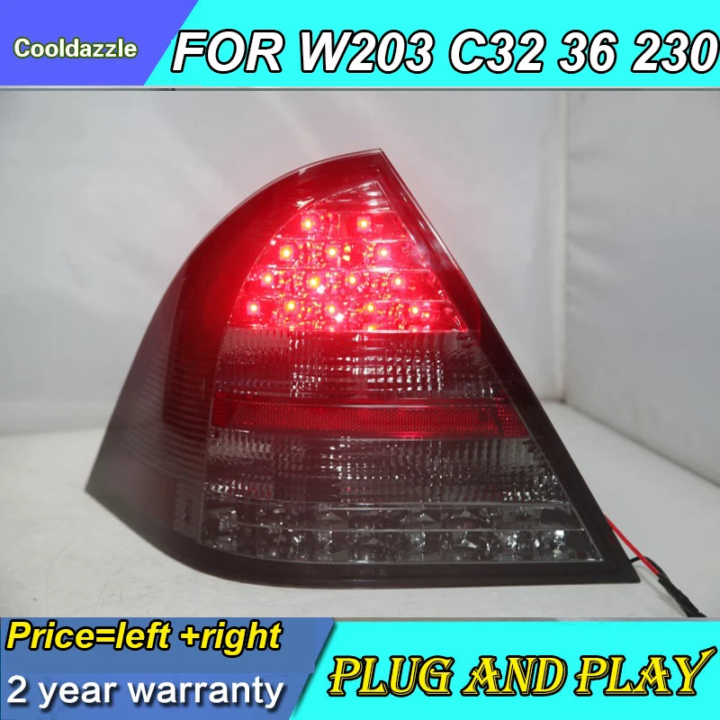 2001 2002 2003 2004 год для Mercedes-Benz W203 C32 C36 C280 C230 C320 C240 C180K C200K светодиодный задний фонарь Задние огни чёрное Дымовое средство
