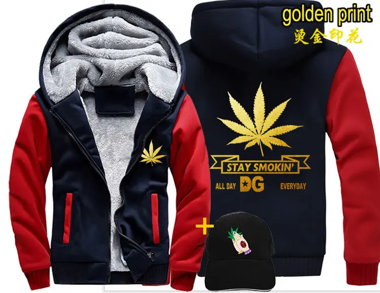 style 6 Asian size Модный лист сорняков для мужчин wo Мужская теплая Толстая куртка зимняя теплая уличная бархатная толстовка с золотым принтом Топ толстовки - Цвет: style 6 Asian size